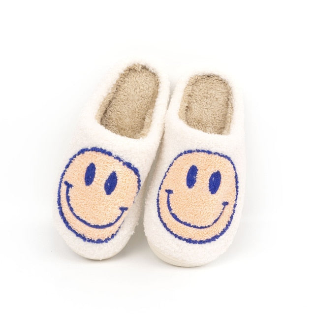 Fuzzy Smiley Face Slippers
