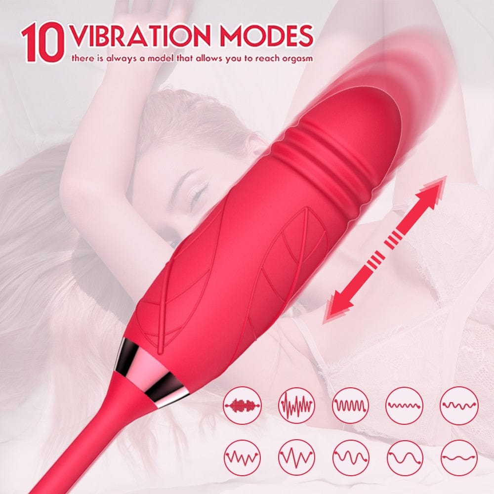 "Rose Toy Deluxe" Sex Toy 10-Speed Sucking + Stimulating Vibrator for Women